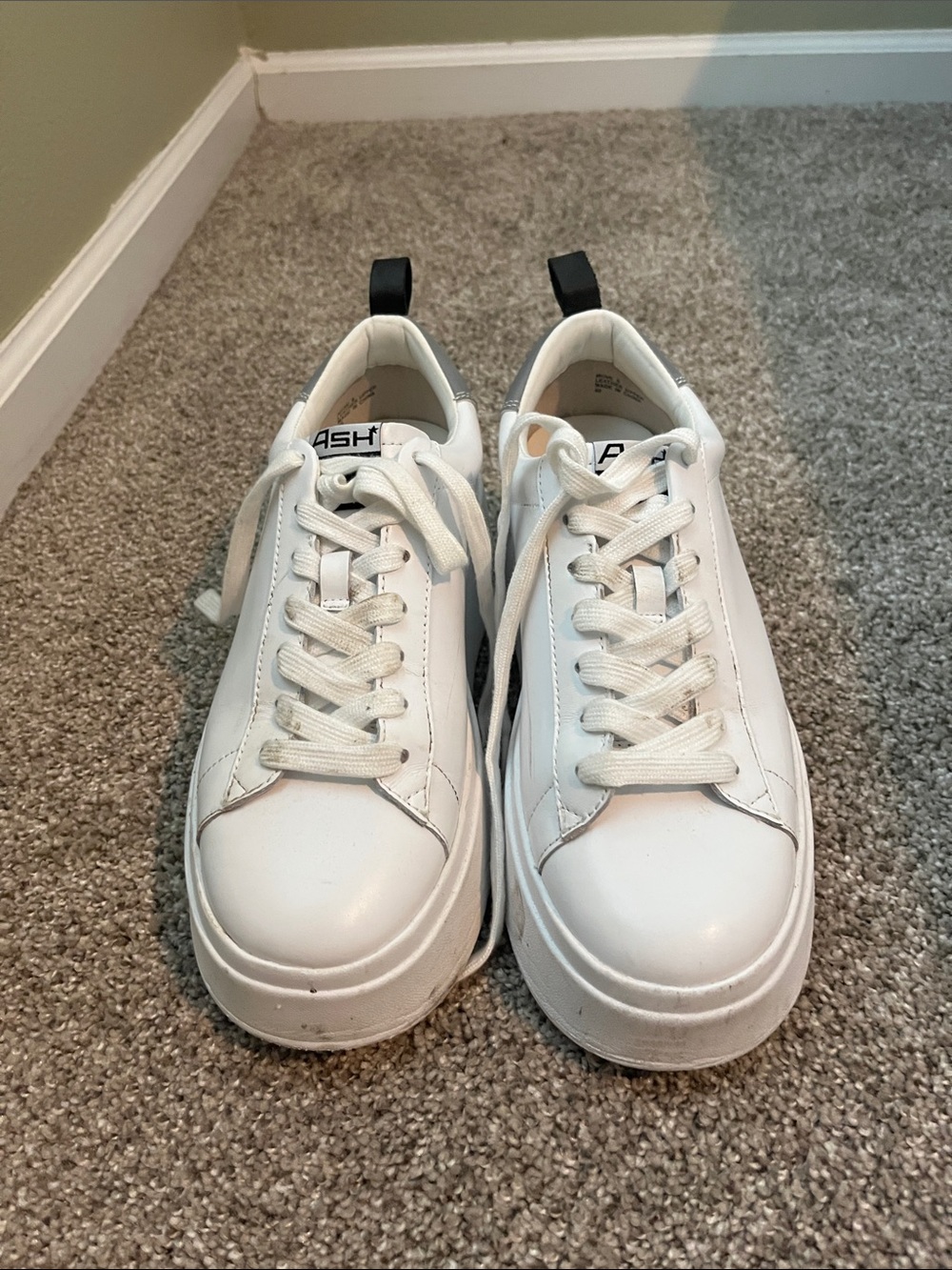 Ash White Platform Lace-Up Sneakers **needs cleaning** size 40 - Picture 2 of 6
